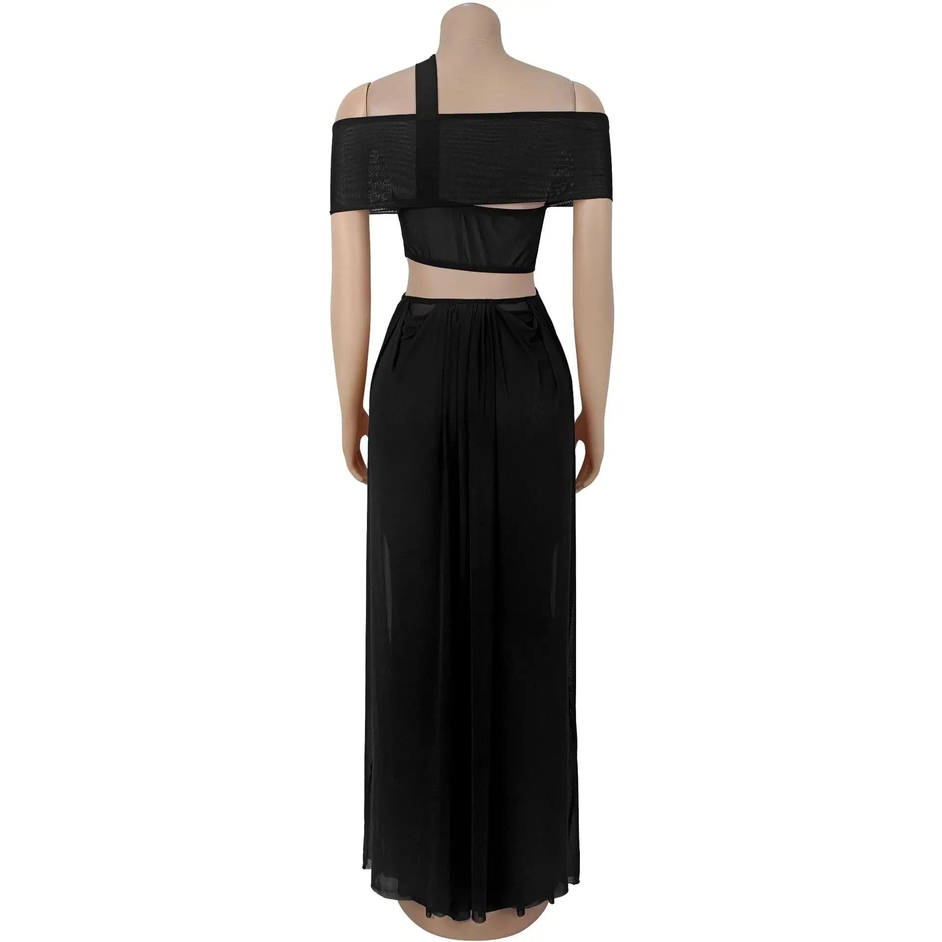 Joskaa 2025 Women's Elegant One Shoulder Strapless Mesh Irregular Maxi Dress Sexy Hollow Backless Skinny Evening Gown Clubwear
