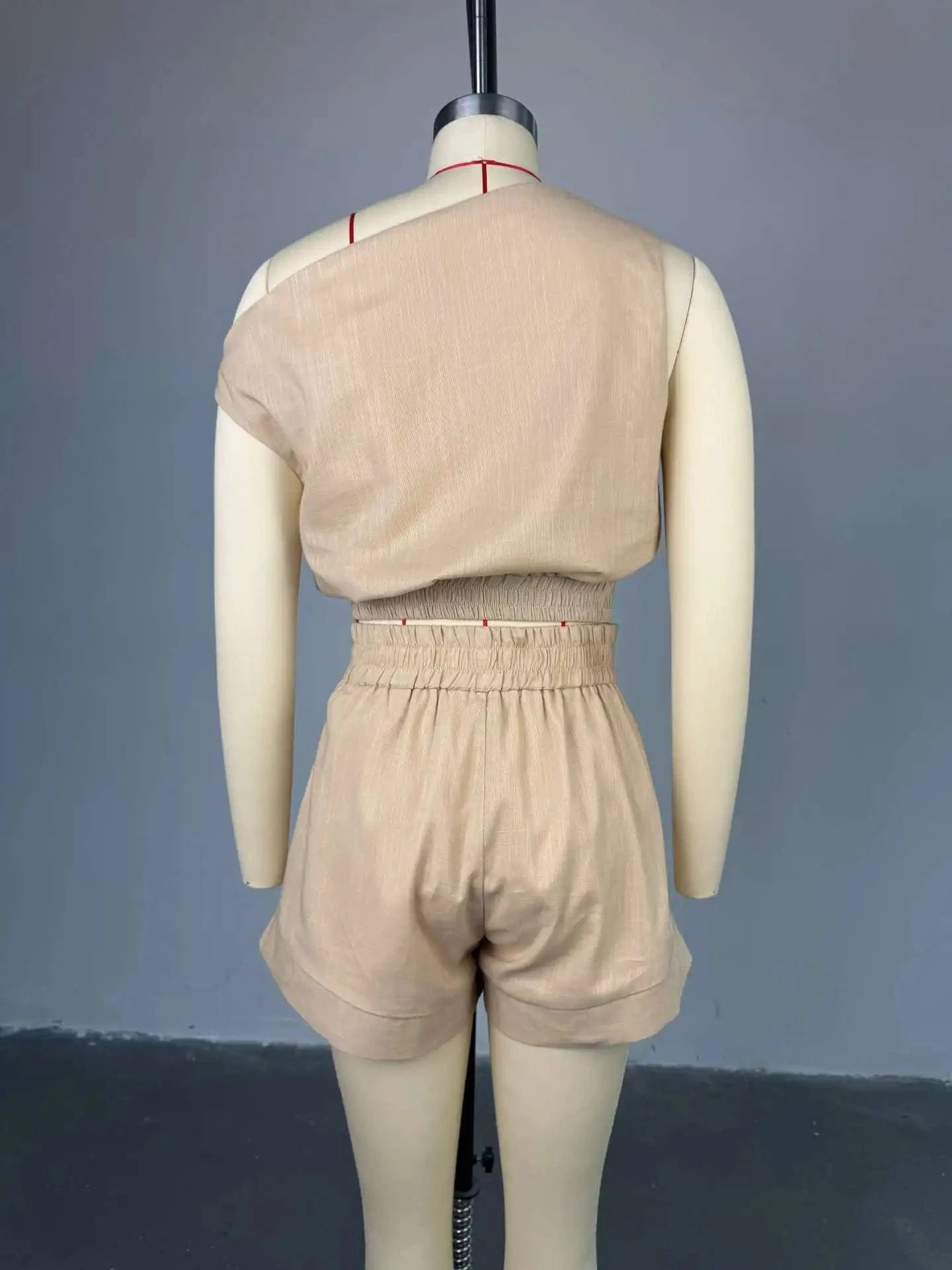 Joskaa Casual 2 Piece Sets Women Off Shoulder Sleeveless Shirt Tops and High Waist Wide Leg Shorts Matching 2025 Streetwear