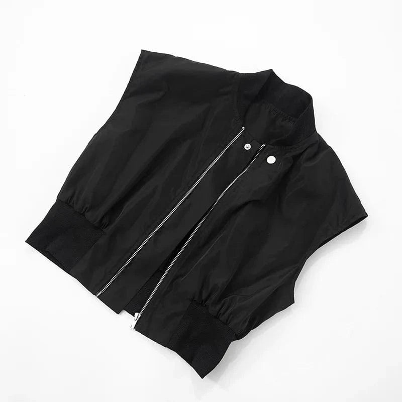 Joskaa Casual Black Cardigan Tops Women Hipster O-Neck Sleeveless Zipper Vests Jackets 2025 Summer Outerwear Y2K Streetwear