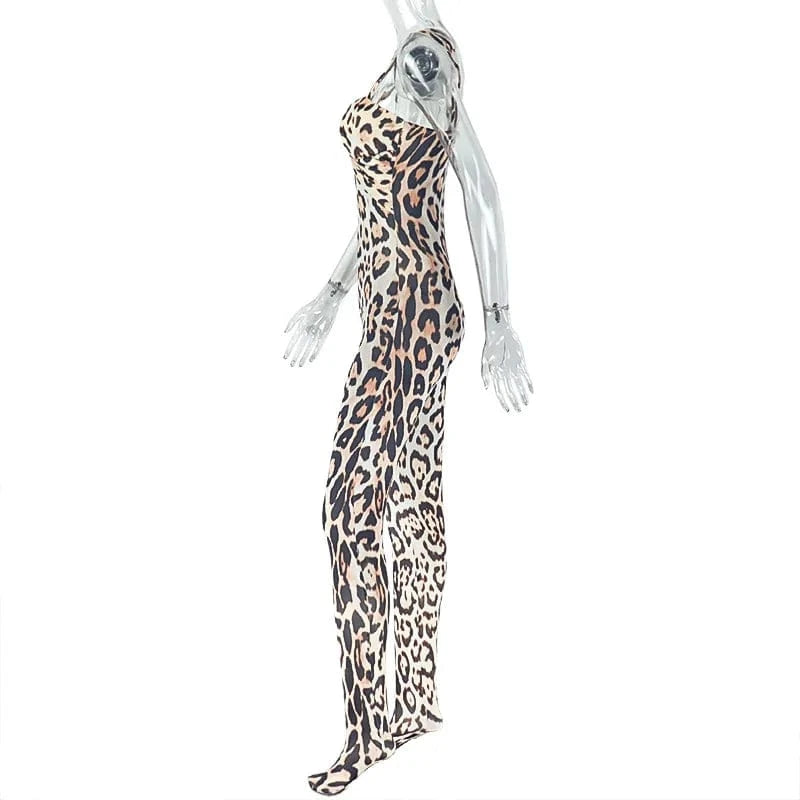 Joskaa Leopard Print Jumpsuits Women Hipster Sexy Spaghetti Strap Sleeveless Body-Shaping Rompers 2025 Party Clubwear Streetwear