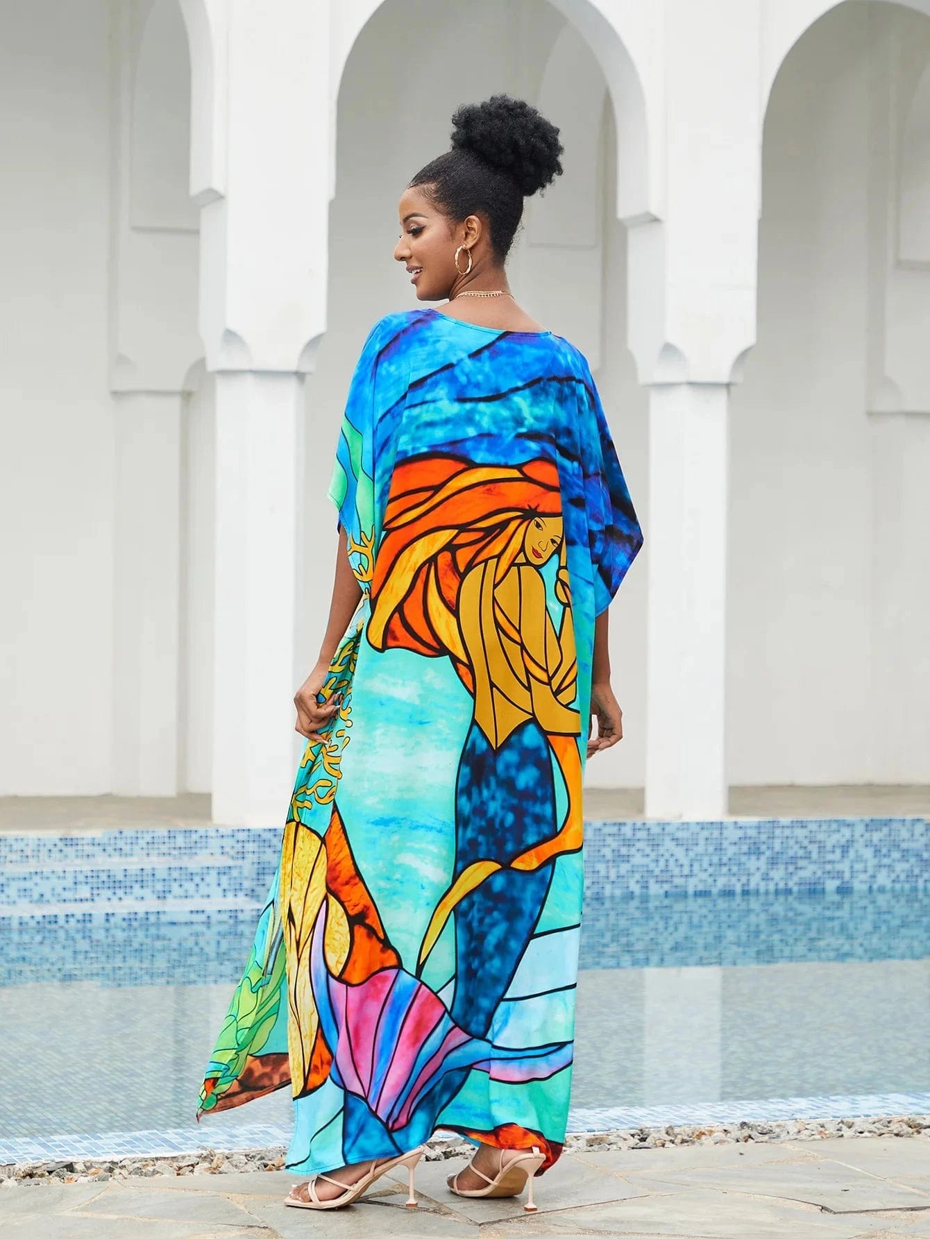 JSN9202179 2023 new arrival Beach smock rayon positioning print holiday bikini dress