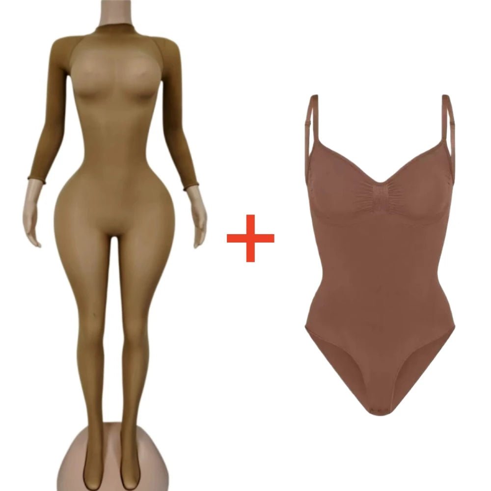 Jumpsuit + Mesh See - Through Bodycon + Clubwear Style - SN Wigs & More