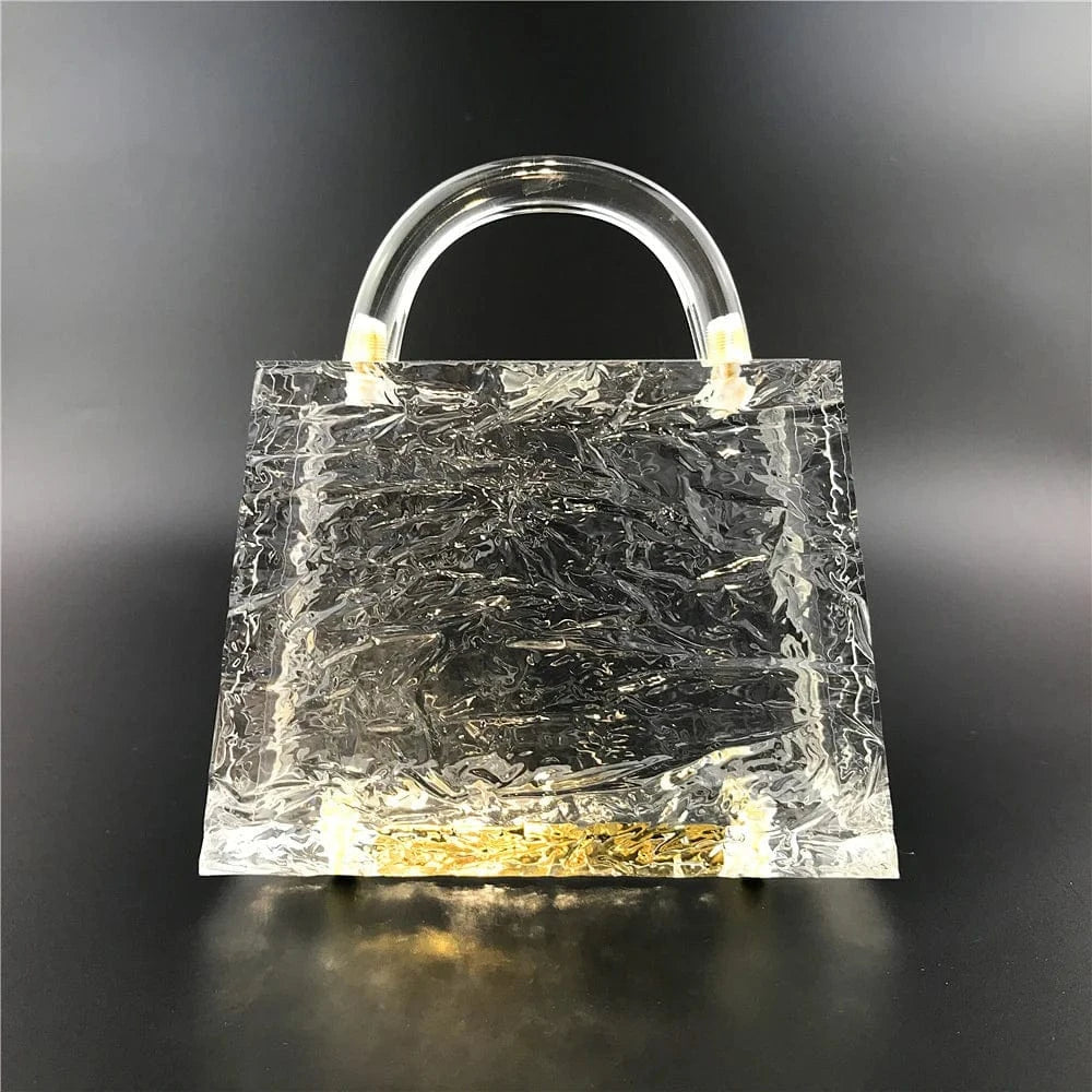 just Acrylic chain / 21 Amiqi HM21 New Designer Ice Cracked Crystal Evening Clear Clutch Acrylic Bags Clear Acrylic Transparent Bag