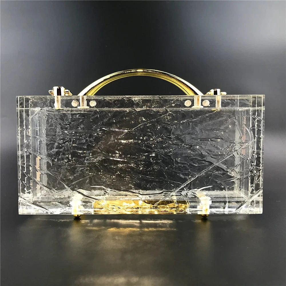 just Acrylic chain / 27 Amiqi HM21 New Designer Ice Cracked Crystal Evening Clear Clutch Acrylic Bags Clear Acrylic Transparent Bag