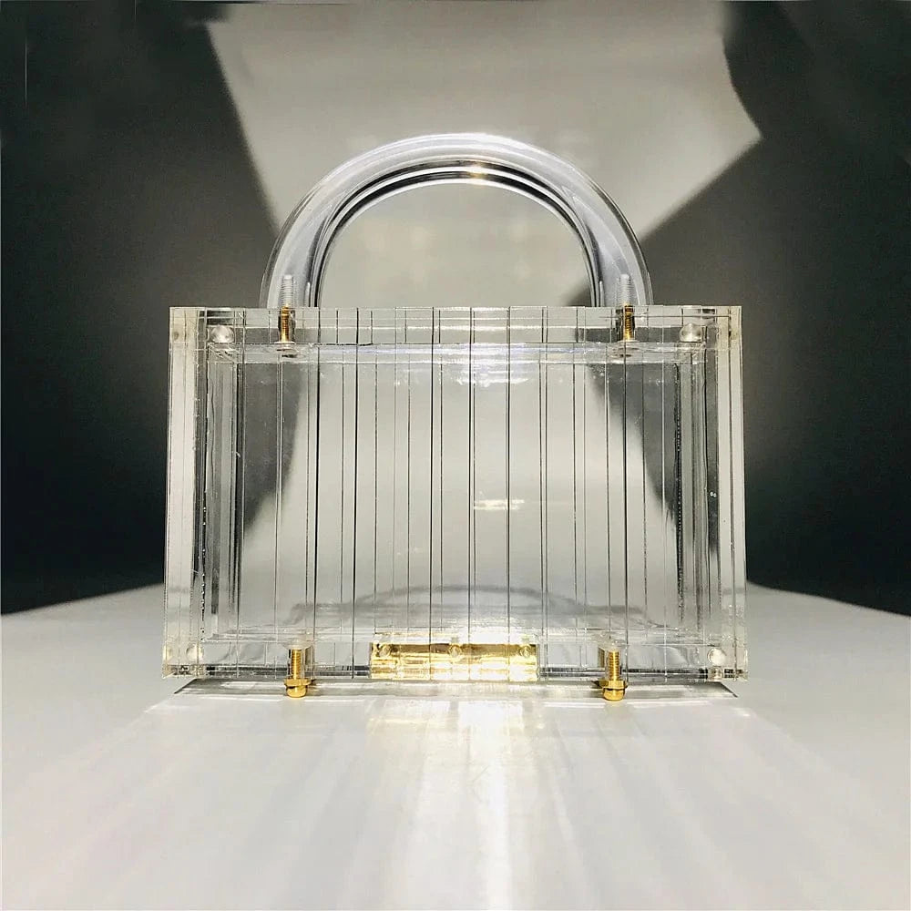 just Acrylic chain / 30 Amiqi HM21 New Designer Ice Cracked Crystal Evening Clear Clutch Acrylic Bags Clear Acrylic Transparent Bag