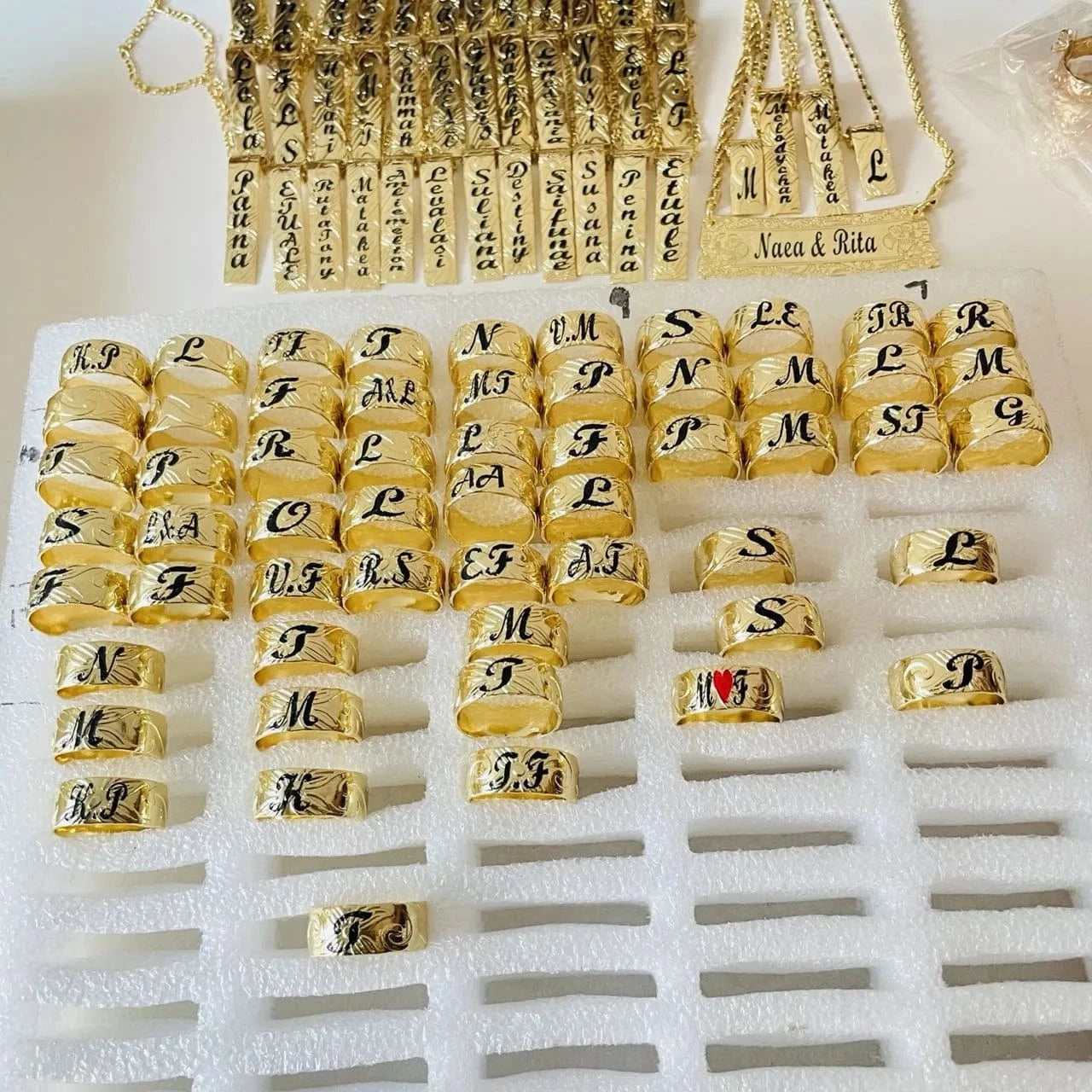 JX228 personalized name ring initial letter DIY gift couple wedding engagement jewelry gold Hawaiian jewelry wholesale for woman