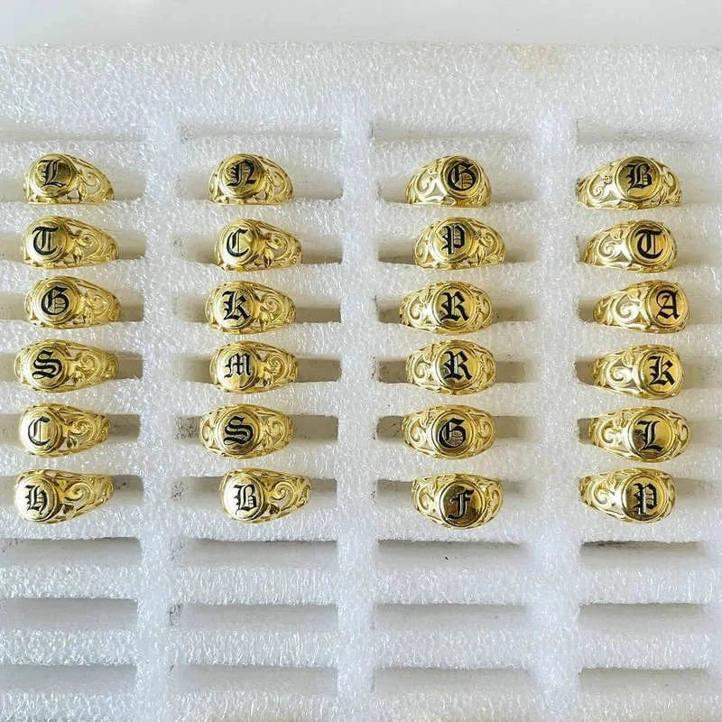 JX228 personalized name ring initial letter DIY gift couple wedding engagement jewelry gold Hawaiian jewelry wholesale for woman