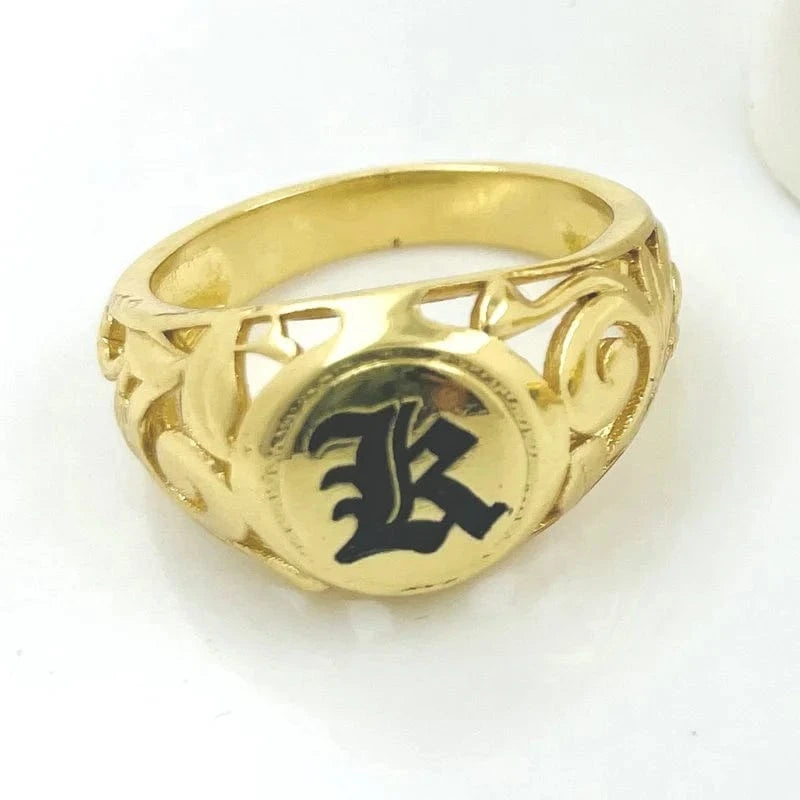 JX228 personalized name ring initial letter DIY gift couple wedding engagement jewelry gold Hawaiian jewelry wholesale for woman
