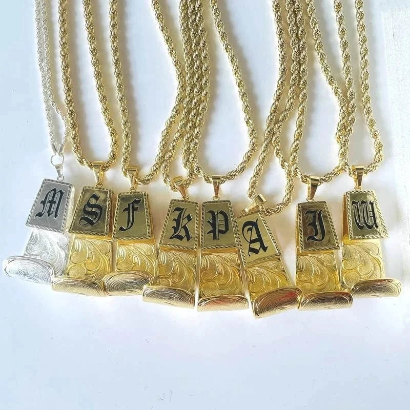 JX230 Big Hook pendant Palaoa Initial necklace thick rope chain gold filled personalized customize gift men boy hiphop jewelry