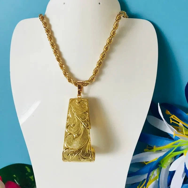 JX230 Big Hook pendant Palaoa Initial necklace thick rope chain gold filled personalized customize gift men boy hiphop jewelry