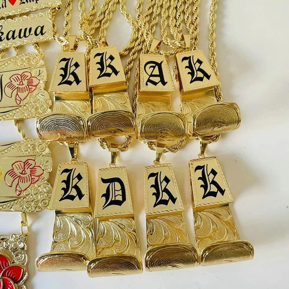 JX230 Big Hook pendant Palaoa Initial necklace thick rope chain gold filled personalized customize gift men boy hiphop jewelry