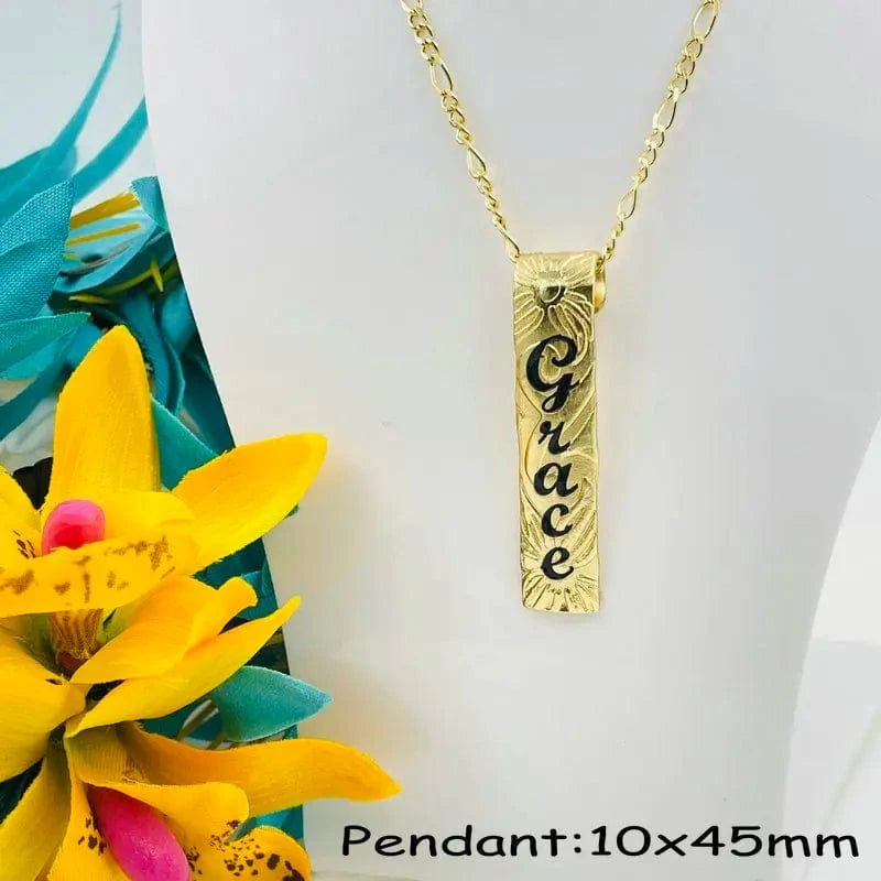 JX242 Customize name ring initial vertical necklace bracelet set Hawaiian Samoa jewelry wholesale personalized birthday gift