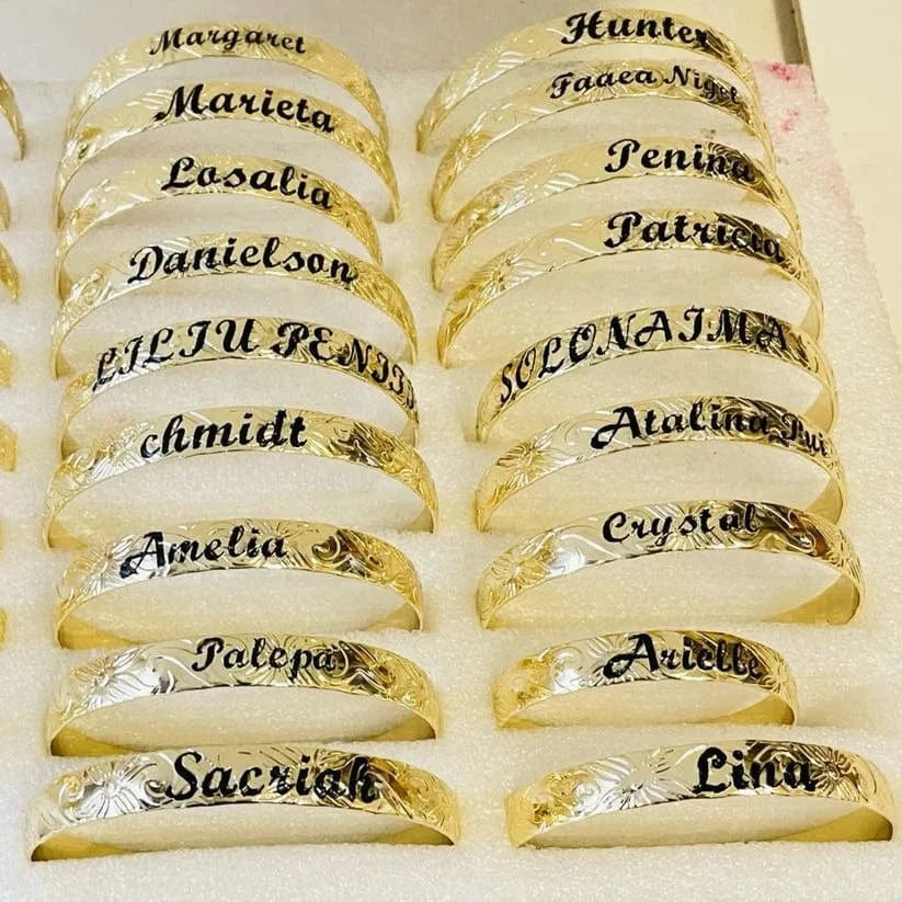 JX242B personalized name bangle bracelet customize enamel heart kids boy birthday gift Hawaiian Samoa jewelry wholesale
