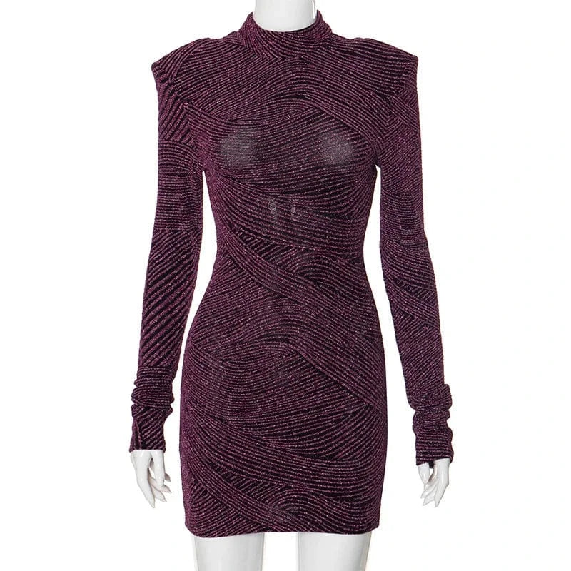 K23ds642 New 2024 Spring Patchwork Crew Neck Long Sleeve Mini Dress Solid Bodycon Sexy Casual Fashion Dress For Women Lady