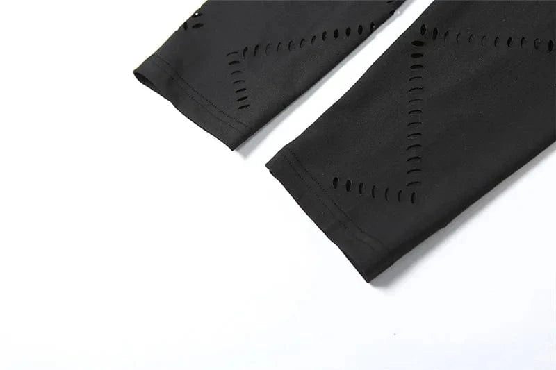 K23s40510 2024 Spring Women's Set Short Sleeve Cut Out Burnout Crop Top Maxi Skinny Sexy Pants 2 Piece Set For Women Lady