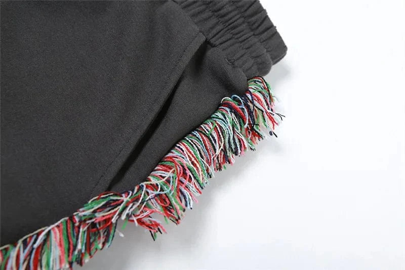 K23S40781 2024 Hot Sales Tassel Design Loose Straight Plus Size Women's Sweater Pants