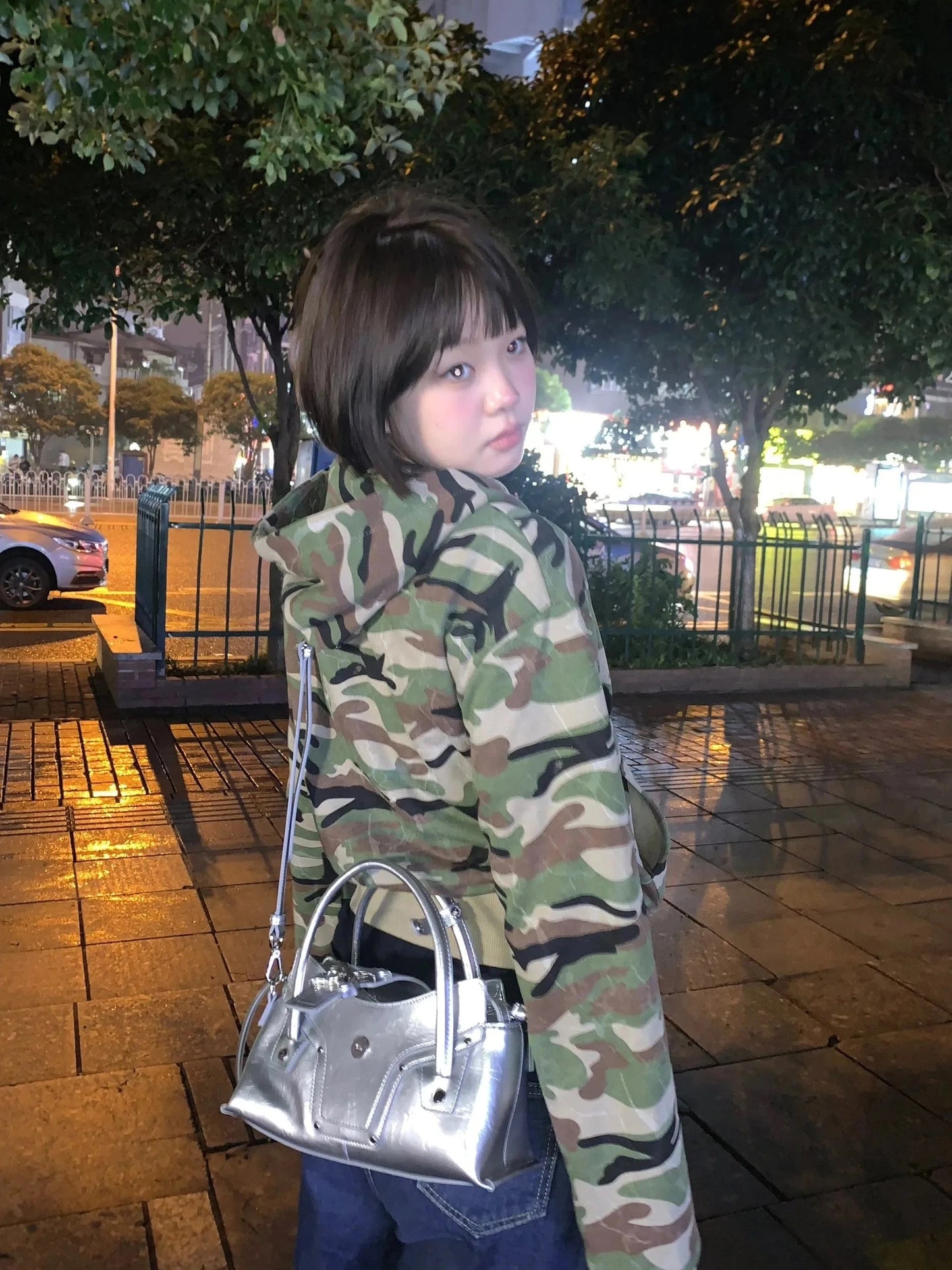 Karrram Japanese Y2k Cropped Jacket Vintage Harajuku Short Coat 2000s Korean Fashion Camouflage Zipper Hooded Sweatshirt Grunge