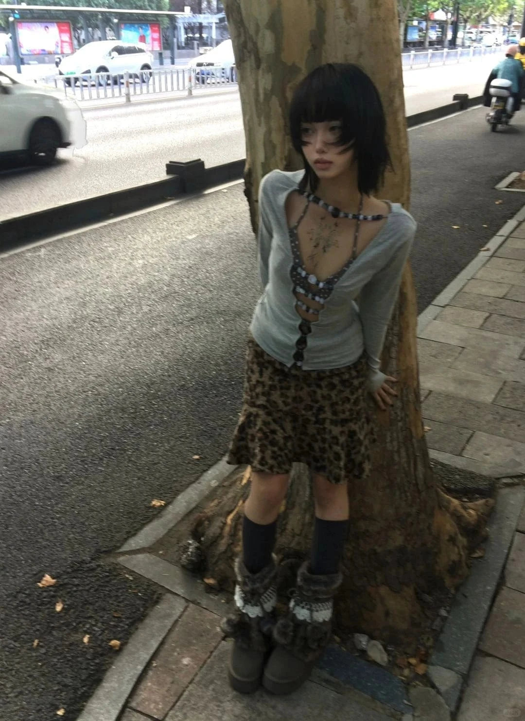 Karrram Japanese Y2k Hollow Out T-shirt 2000s Aesthetics Long Sleeve Beaded Tops Vintage Harajuku Sexy Streetwear American Retro