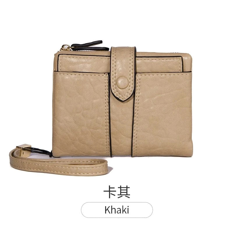 Khaki 2024 New Women's Wallet PU Leather Short Zipper Zero Wallet Folding Classic Design Wallet