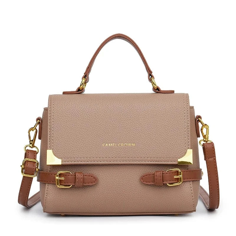 khaki New Fashion Lock Purses And Handbag PU Leather Shoulder Bags Women Handbags Pink Ladies Hand Bags