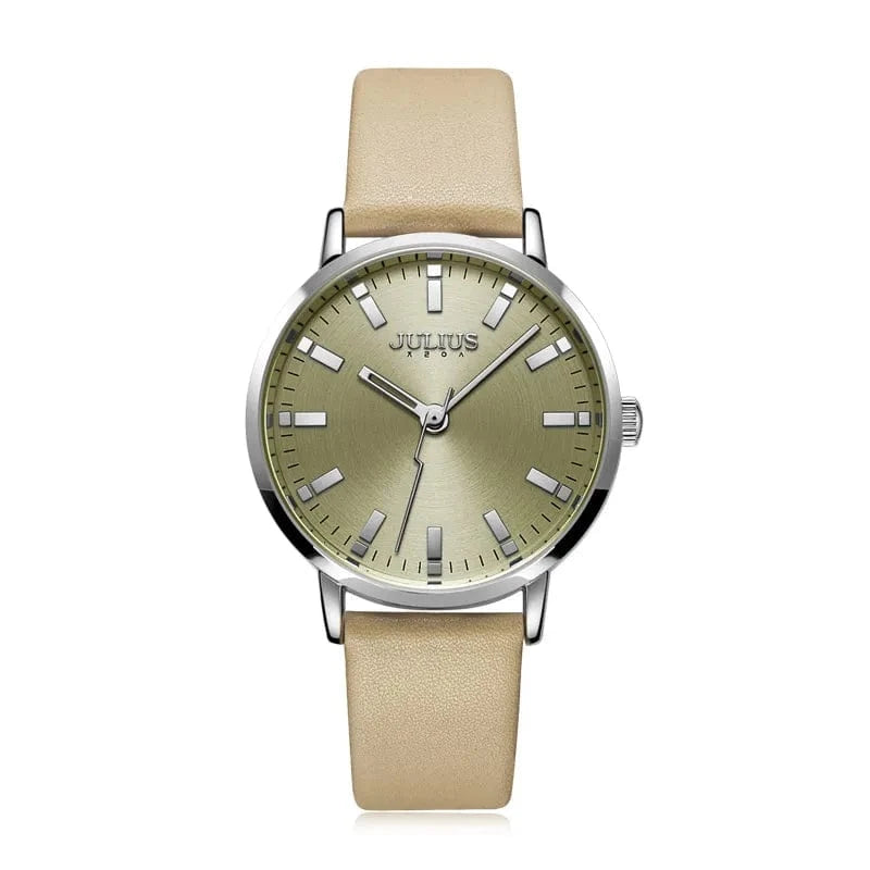 khaki New Simple Lady Women's Watch Miyota Mov't Fine Fashion Hours Bracelet Simple Real Leather Clock Girl's Birthday Gift Julius Box