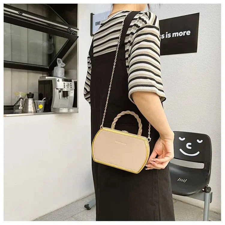 Khaki Simple Designer Shoulder Bag High Quality PU Leather Chain Female Crossbody Bags Designer Handbags for Women Luxury 2023