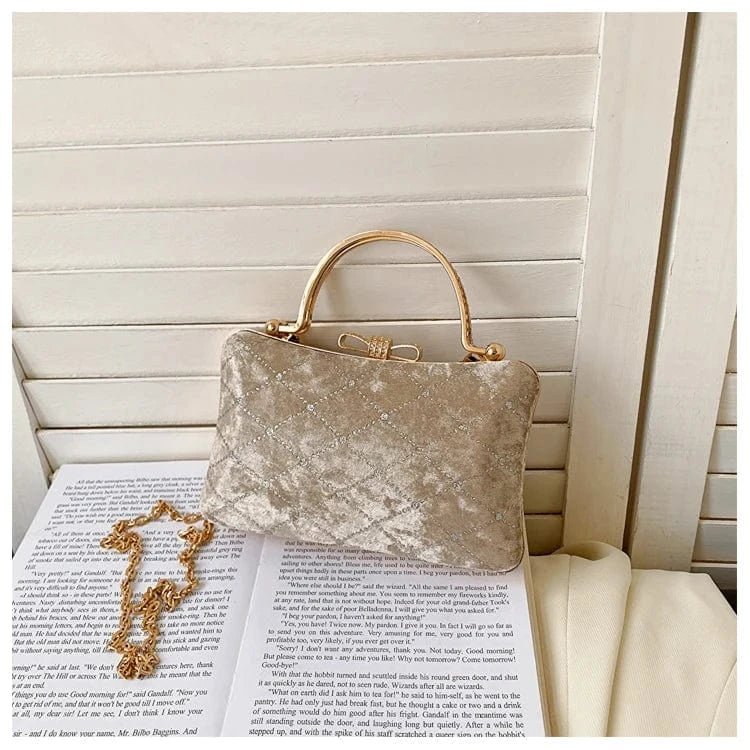 khaki Wholesale New Fashion Velvet Ladies Box Bags Handbag Shoulder Crossbody Luxury Women Hand Dinner Bags For Party