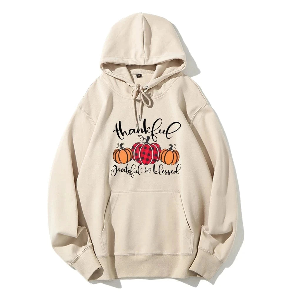 Khaki / XXL Halloween Pumpkin Graphic Hoodie Casual Drawstring Design Thermal Top Long Sleeve Multi Pocket Sweatshirt Fashion Sweater Autumn