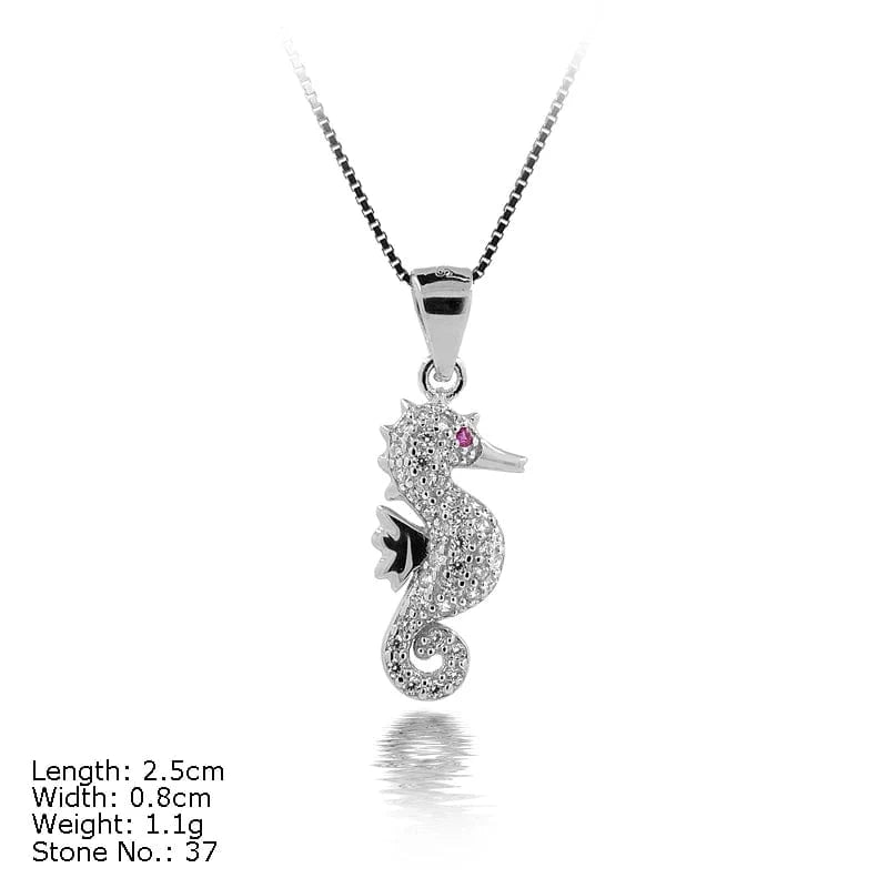 Kids Pendant Animal Collection Seahorse Necklace Pendant 925 Silver Sterling Jewelry