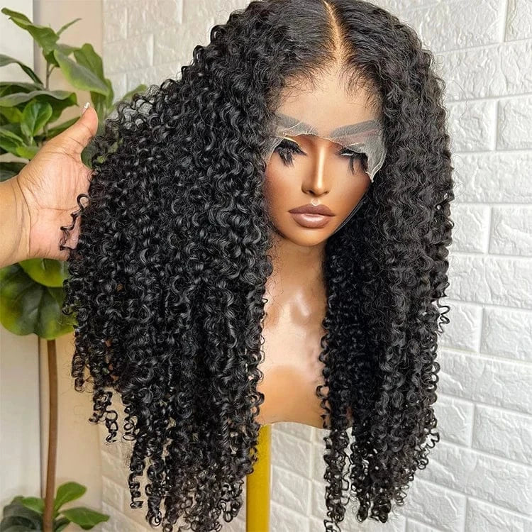 Kinky curly wig / 10"full machine made bob with bangs Sample Hair 34 36 40 Inch 613 Blonde Colored Body Wave Full Frontal HD Transparent 13x4 13x6 Lace Human Hair Wigs Lace Front Wigs For Women