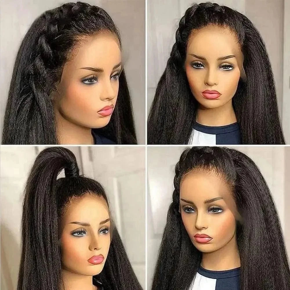 Kinky Straight 13x4 Lace Front Wigs Human Hair For Women Brazilian 4x4 Transparent Lace Closure Wigs Yaki Human Hair Wigs
