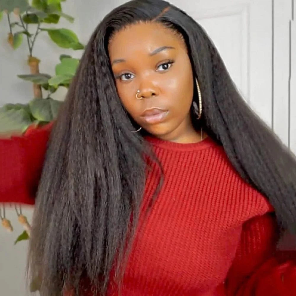 Kinky Straight 13x4 Lace Front Wigs Human Hair For Women Brazilian 4x4 Transparent Lace Closure Wigs Yaki Human Hair Wigs
