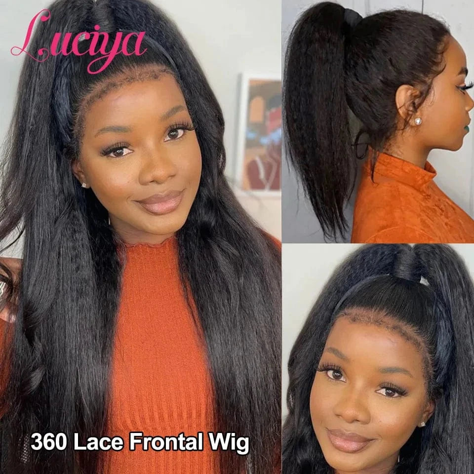 Kinky Straight Human Hair Wigs Ready To Wear 13x4/13x6 HD Lace Front Human Hair Wigs Yaki Frontal Lace Wig 5x5 Lace Closure Wigs