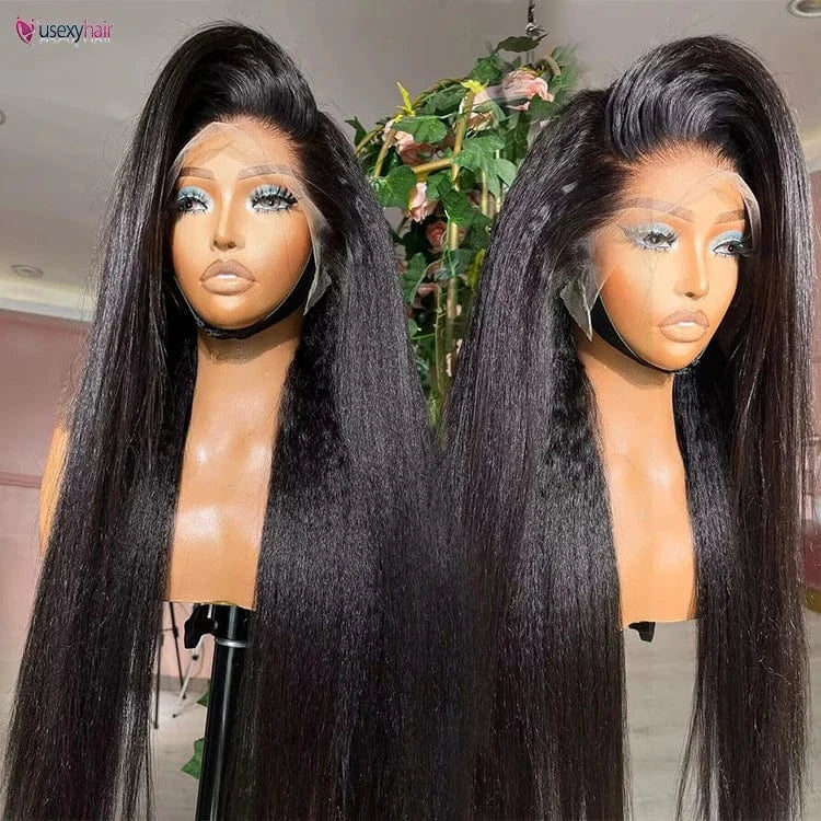 Kinky straight wig / 10"Sample Hair (Chat Now for different type Hair) 34 36 40 Inch 613 Blonde Colored Body Wave Full Frontal HD Transparent 13x4 13x6 Lace Human Hair Wigs Lace Front Wigs For Women