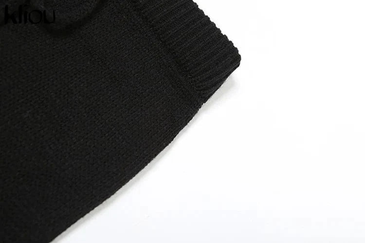 kliou Wild Casual WOmen Autumn 2 Piece Set New Matching Outfits Sporty Hooded Zip-up Crop Tops+Bandage Straight Pants Tracksuits