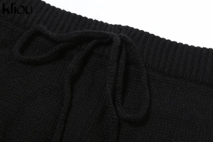 kliou Wild Casual WOmen Autumn 2 Piece Set New Matching Outfits Sporty Hooded Zip-up Crop Tops+Bandage Straight Pants Tracksuits