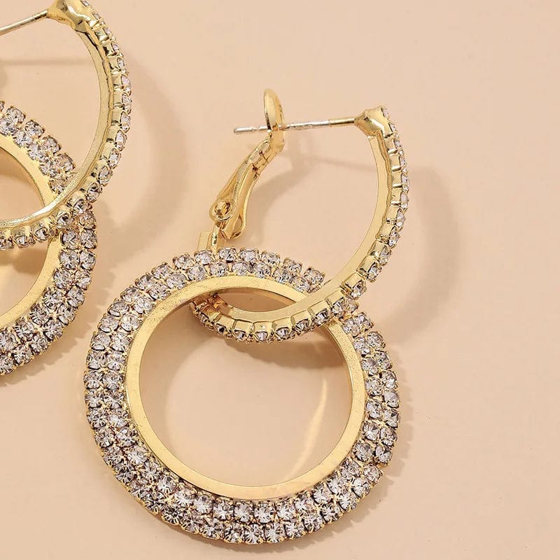 Korean Fashion High quality zircon statement crystal earings colored hoop earrings for women 2024