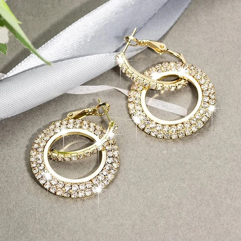 Korean Fashion High quality zircon statement crystal earings colored hoop earrings for women 2024