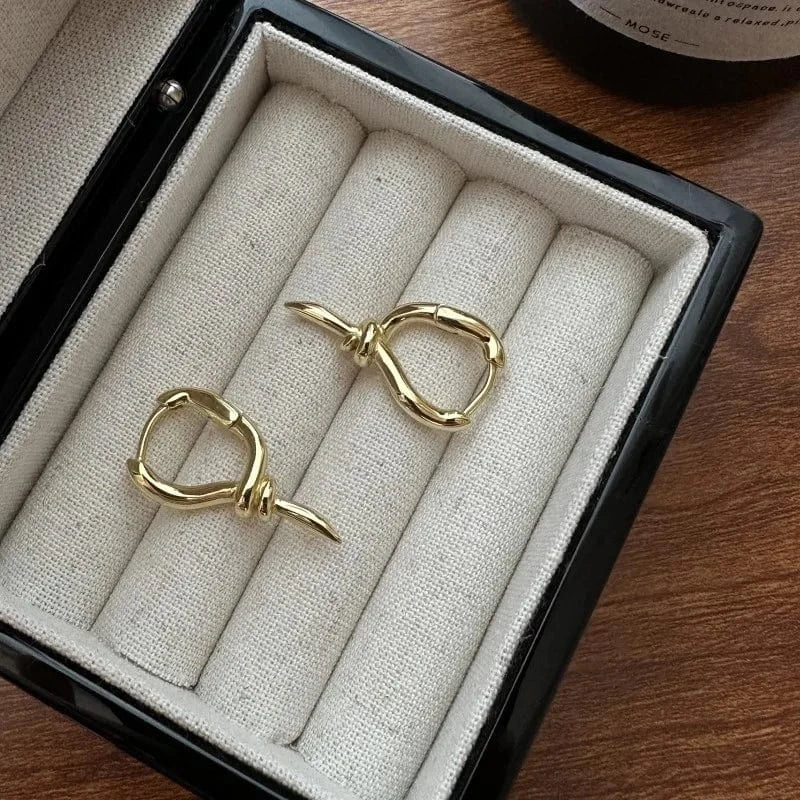 Korean Fashion Jewelry 925 Sterling Silver Geometric Knot Clip Earrings For Girls Gifts