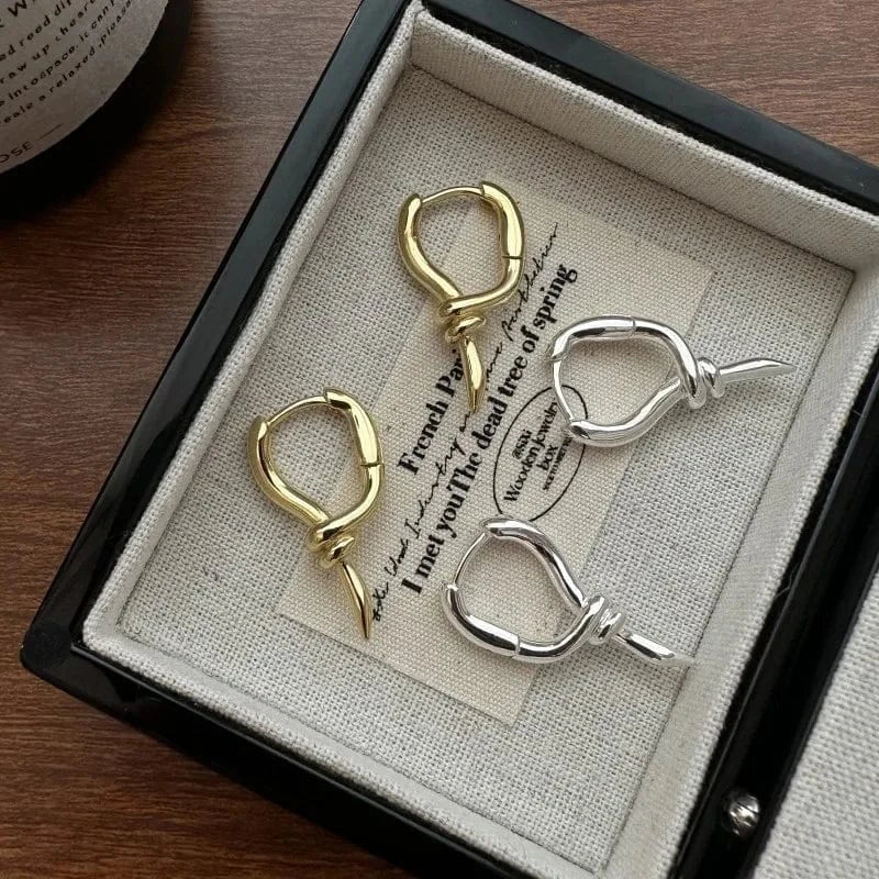 Korean Fashion Jewelry 925 Sterling Silver Geometric Knot Clip Earrings For Girls Gifts