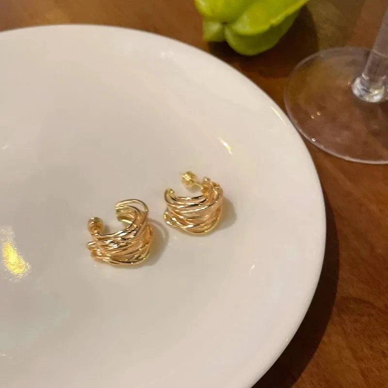 Korean Fashion Versatility Alloy Earrings Hoop Circle Geometric Earrings Women Multilayer Earings 2024 Jewelry