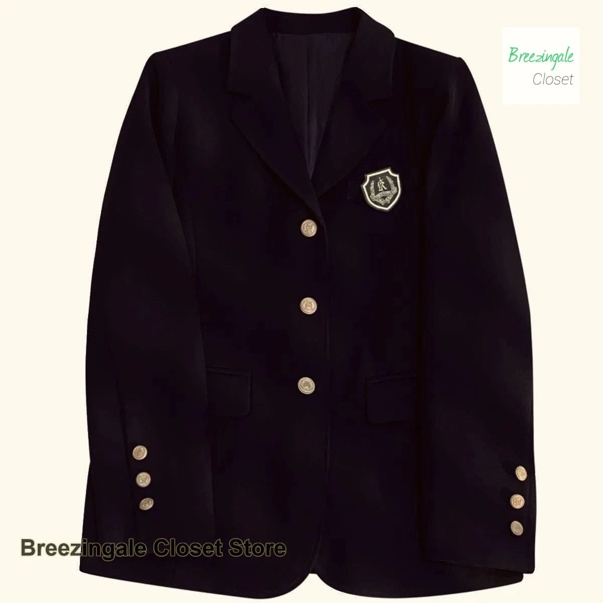 Korean navy blue design sense college wind suit jacket women's spring and autumn new fashion temperament popular top.