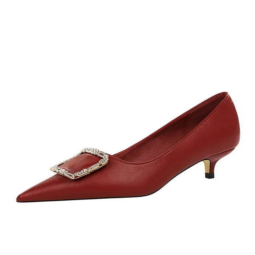 Korean Style Pointed-toe Shallow Buckle Women Low Heels Spring Autumn Female Sandals Outside Banquet Office Ladies Shoes