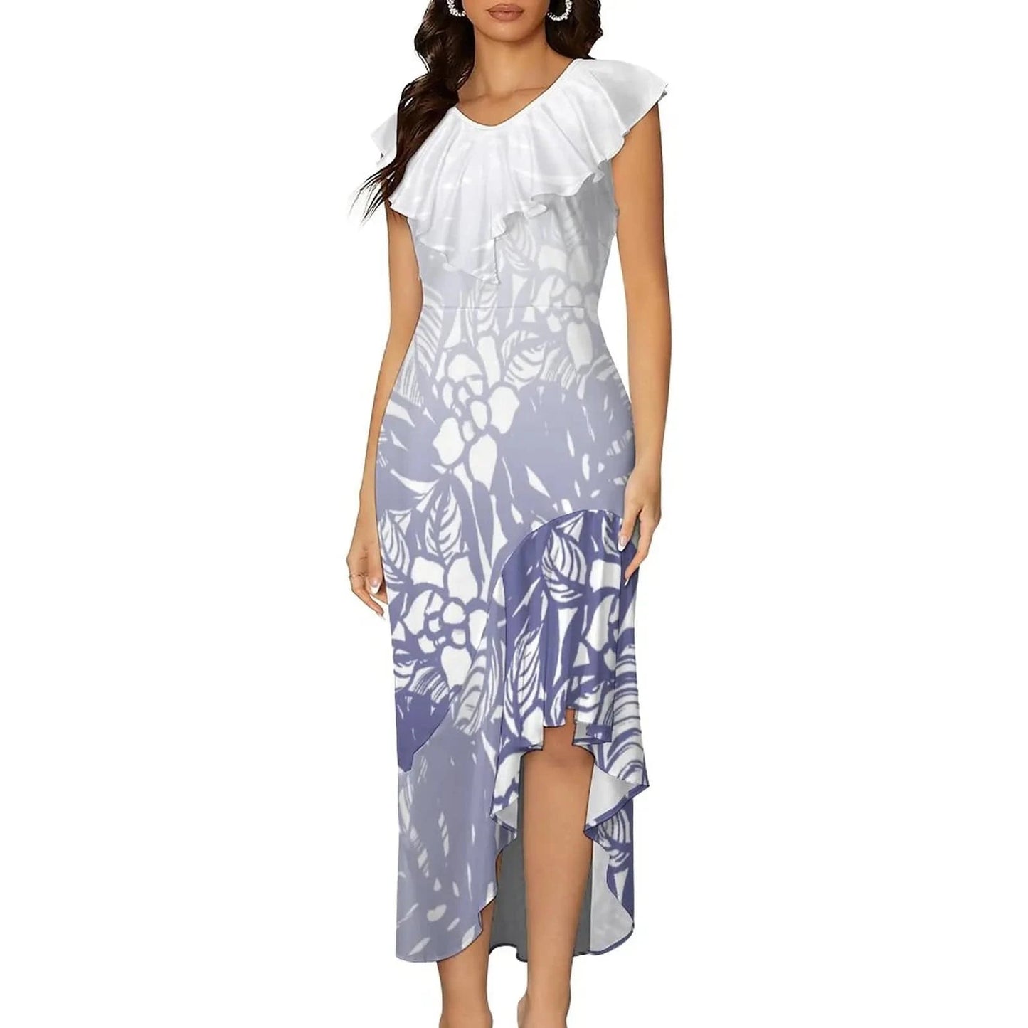 L / 0351Y1 Pink Casual Mermaid Maxi Dress Custom On Demand Plus Size Bodycon Sexy Samoan Puletasi Dresses For Women