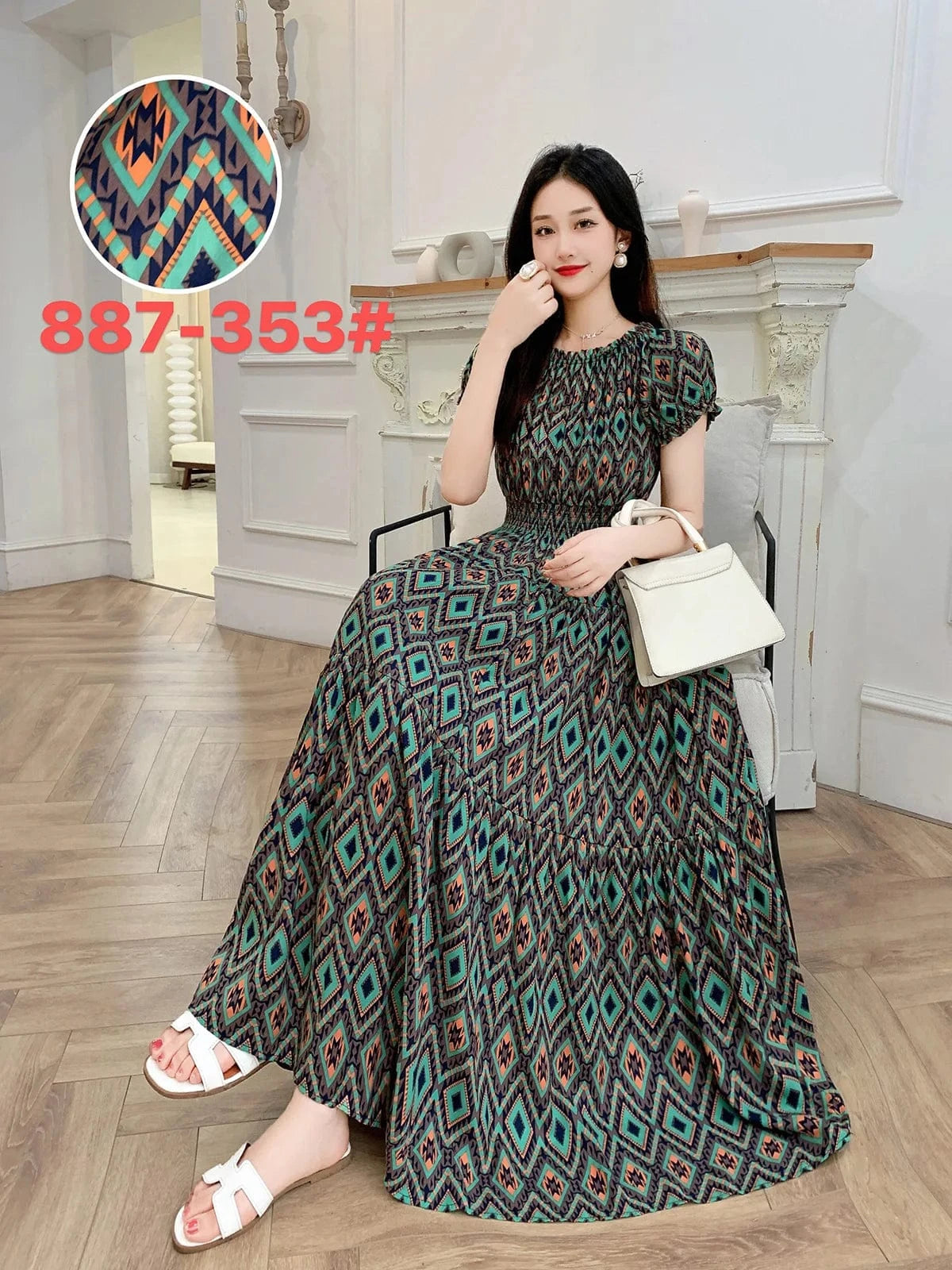 L / 10 2024 New arrivals lady casual dress stylish printing Off shoulder sexy floral maxi dress summer woman clothing dresses