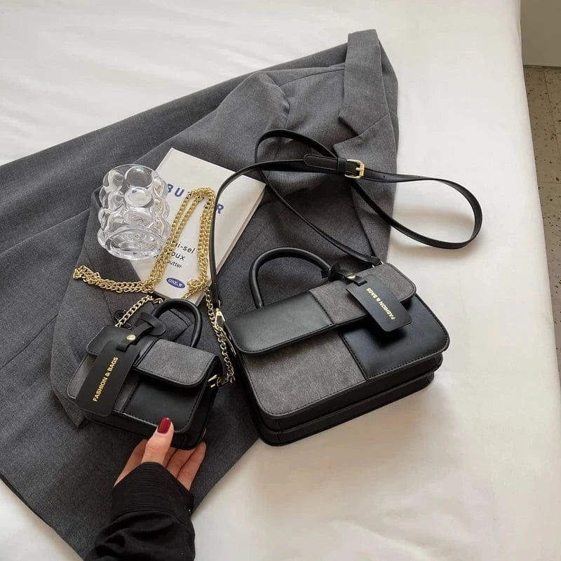 L:20cm*8cm*14cm / Black New fashion handbags 2024 Lady High Quality Leather Bags Lady Design Purses for women