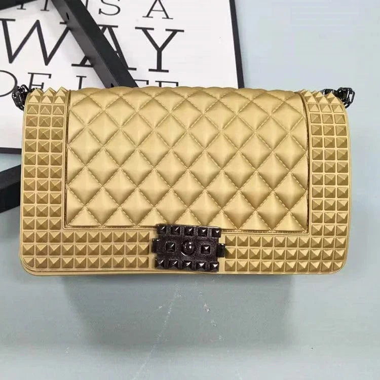 L: 25*8*14cm / Golden New Color Women Purses Chain Matte Frosted Lock Jelly Handbags Crossbody Bag
