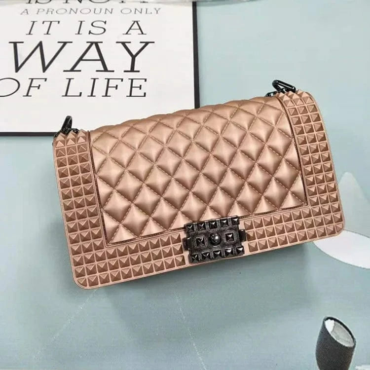 L: 25*8*14cm / Pink New Color Women Purses Chain Matte Frosted Lock Jelly Handbags Crossbody Bag