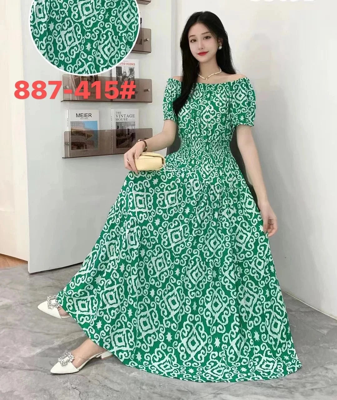 L / 3 2024 New arrivals lady casual dress stylish printing Off shoulder sexy floral maxi dress summer woman clothing dresses