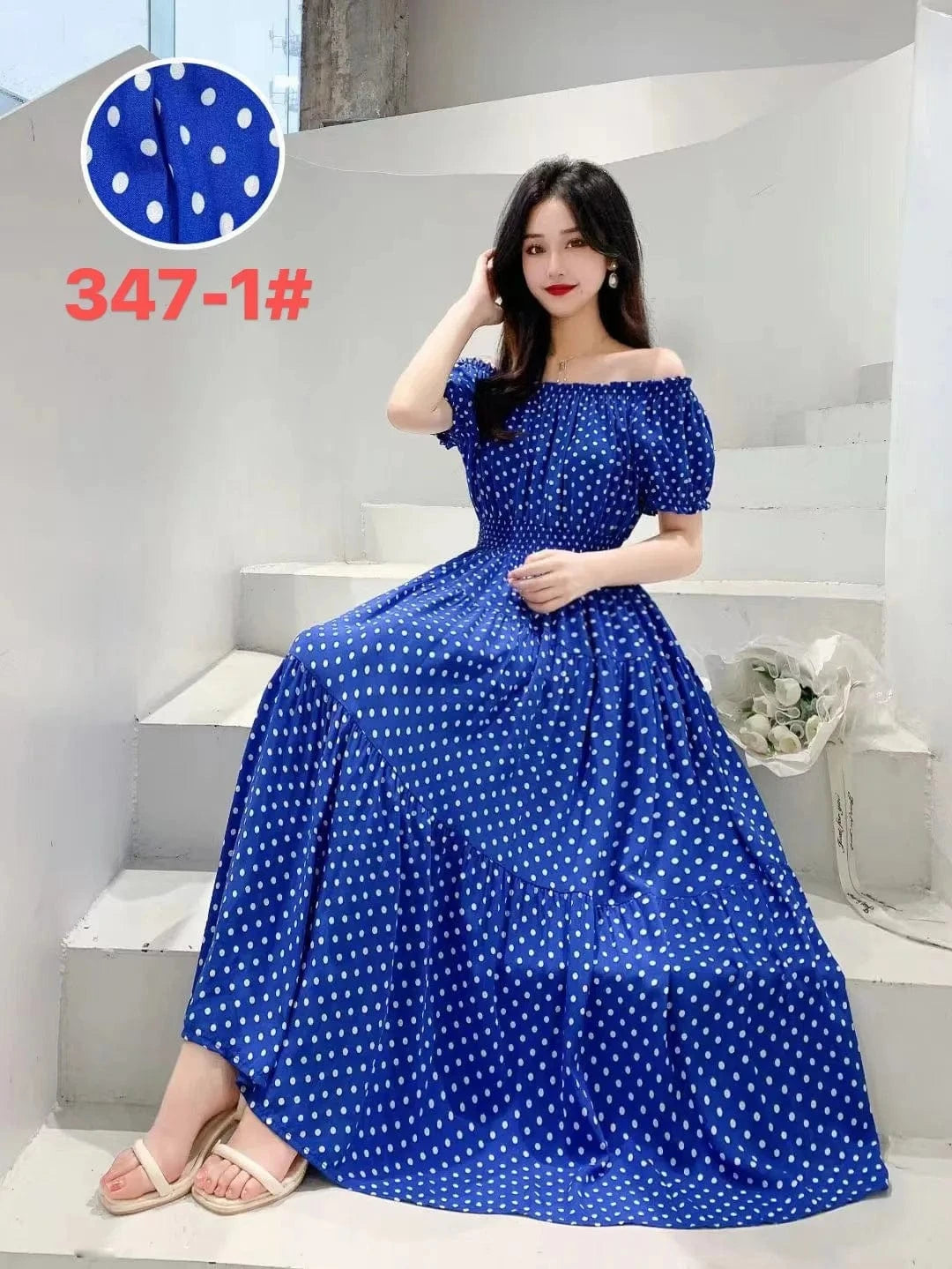 L / 6 2024 New arrivals lady casual dress stylish printing Off shoulder sexy floral maxi dress summer woman clothing dresses
